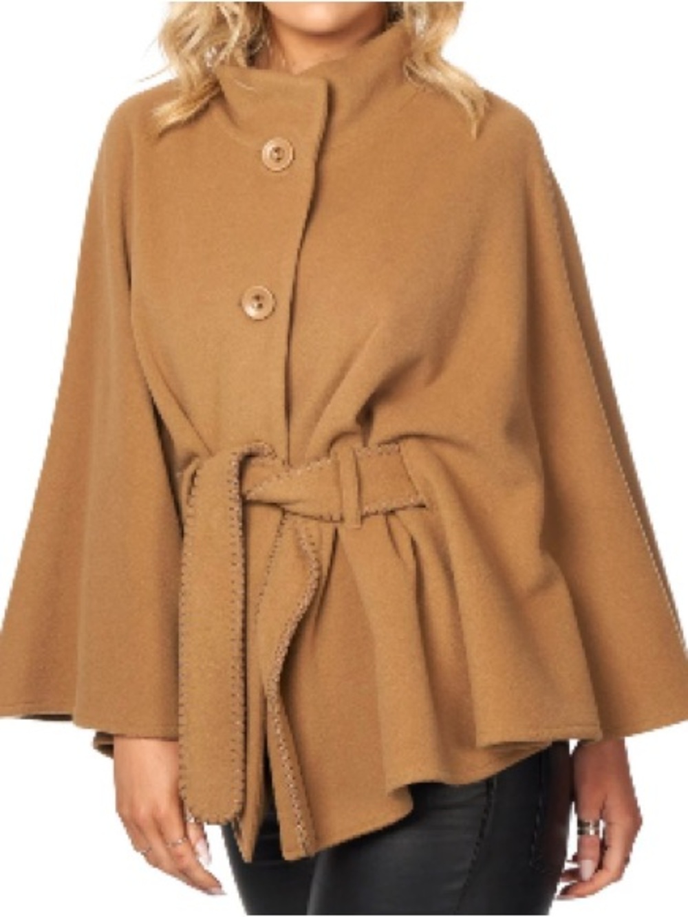 Jimmy Hourihan Camel Wool Cashmere Belted Short Cape Ireland One Size